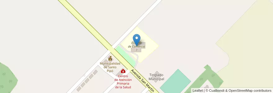 Mapa de ubicacion de Escuela de Comercio 7 en アルゼンチン, ミシオネス州, Departamento San Ignacio, Municipio De Santo Pipó.