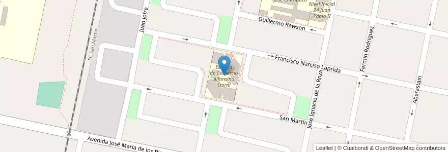Mapa de ubicacion de Escuela de Comercio Alfonsina Storni en Argentine, San Juan, Chili, Caucete.