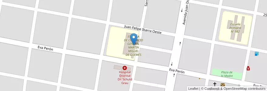 Mapa de ubicacion de ESCUELA DE COMERCIO GENERAL MARTIN MIGUEL DE GUEMES en آرژانتین, Santiago Del Estero, Departamento Quebrachos, Sumampa.