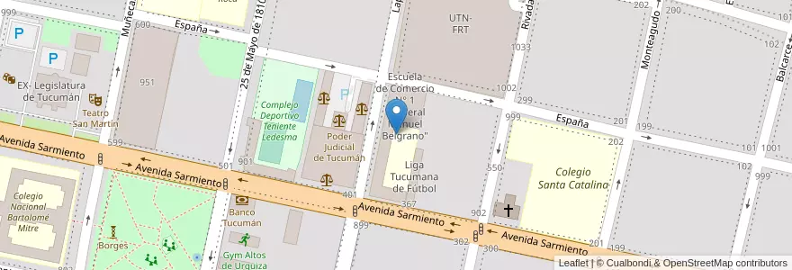 Mapa de ubicacion de Escuela de Comercio N° 1 "General Manuel Belgrano" en Argentinië, Tucumán, San Miguel De Tucumán, Departamento Capital, San Miguel De Tucumán.