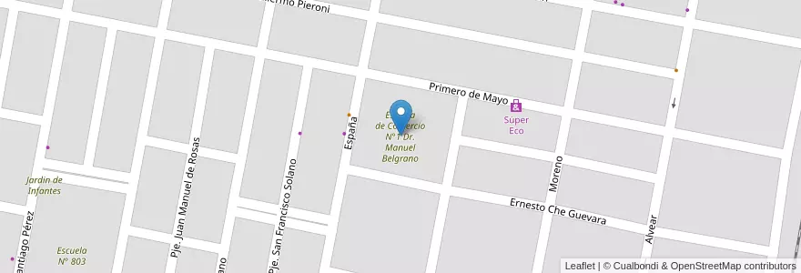 Mapa de ubicacion de Escuela de Comercio N°1 Dr. Manuel Belgrano en Argentinien, Santiago Del Estero, Departamento Choya, Frías.