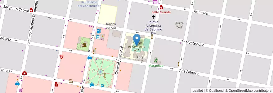 Mapa de ubicacion de Escuela de Comercio Nº1 en Argentinien, Provinz Entre Ríos, Departamento Concordia, Distrito Suburbios, Concordia, Concordia.