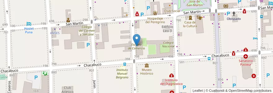 Mapa de ubicacion de Escuela de Comercio en 아르헨티나, Catamarca, Departamento Capital, Municipio De San Fernando Del Valle De Catamarca, San Fernando Del Valle De Catamarca.