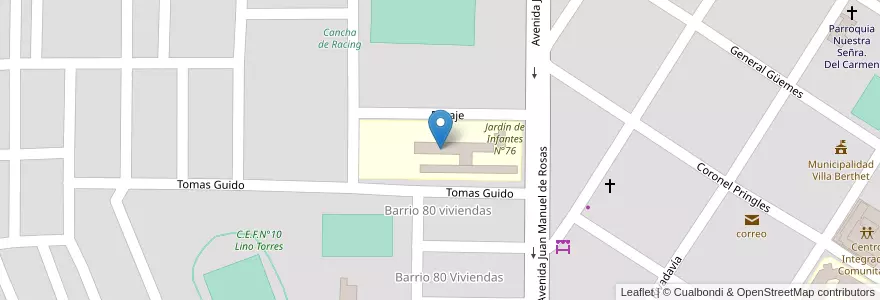 Mapa de ubicacion de Escuela de Eduación Primaria 79 Sargento Juan Bautista Cabral en Arjantin, Chaco, Departamento San Lorenzo, Municipio De Villa Berthet.