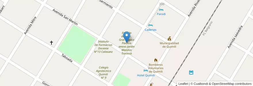 Mapa de ubicacion de Escuela de Educ. Gral. Básica Paideia anexo Jardin Manitos Traviesa en آرژانتین, Santiago Del Estero, Departamento Moreno.