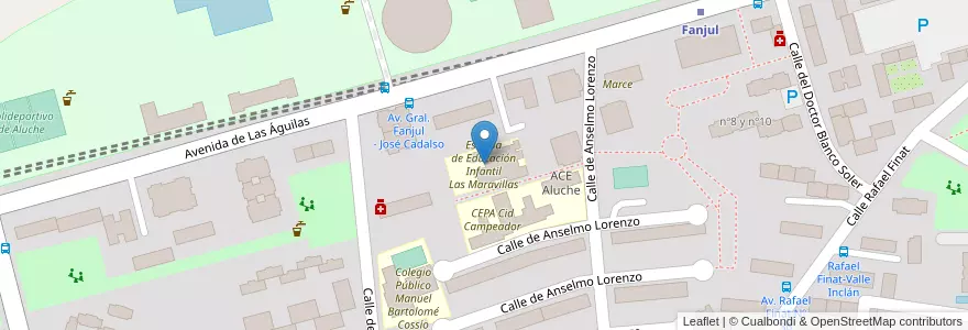 Mapa de ubicacion de Escuela de Educación Infantil Las Maravillas en スペイン, マドリード州, Comunidad De Madrid, Área Metropolitana De Madrid Y Corredor Del Henares, Madrid.