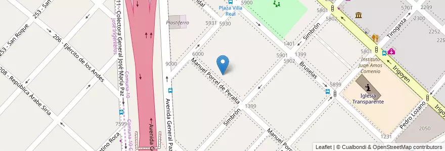 Mapa de ubicacion de Escuela de Educacion Media 02/17° Rumania, Villa Real en アルゼンチン, ブエノスアイレス州, Comuna 10, Partido De Tres De Febrero.
