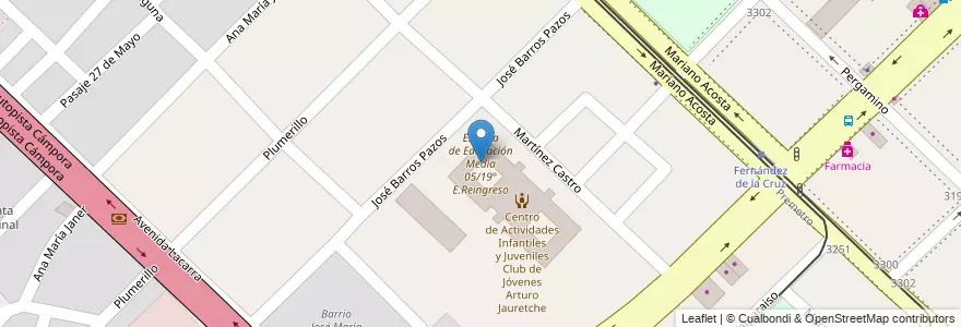 Mapa de ubicacion de Escuela de Educación Media 05/19° E.Reingreso, Villa Soldati en Argentinië, Ciudad Autónoma De Buenos Aires, Buenos Aires, Comuna 8.