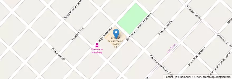 Mapa de ubicacion de Escuela de educación media 13 en Arjantin, Buenos Aires, Partido De Moreno, Trujui.