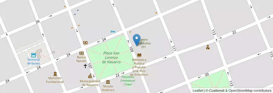 Mapa de ubicacion de Escuela De Educación Primaria 1 Coronel Dorrego en 아르헨티나, 부에노스아이레스주, Partido De Navarro, Navarro.