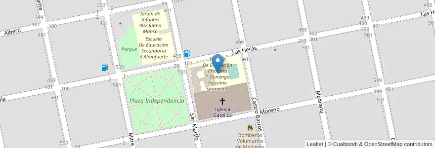Mapa de ubicacion de Escuela De Educación Primaria 1 Domingo Faustino Sarmiento en الأرجنتين, بوينس آيرس, Partido De Villarino, Médanos.