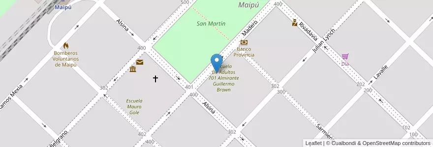 Mapa de ubicacion de Escuela De Educación Primaria 1 Domingo Faustino Sarmiento en Argentinië, Buenos Aires, Partido De Maipú, Maipú.