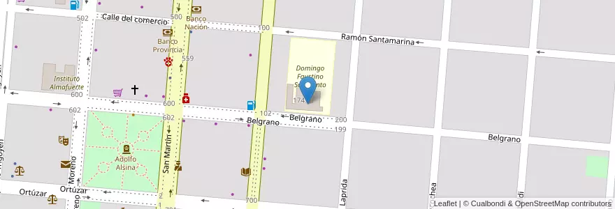 Mapa de ubicacion de Escuela De Educación Primaria 1 Domingo Faustino Sarmiento en Arjantin, Buenos Aires, Partido De Puan, Puan.