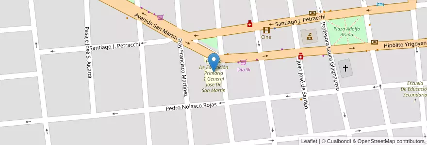 Mapa de ubicacion de Escuela De Educación Primaria 1 General Jose De San Martin en 아르헨티나, 부에노스아이레스주, Partido De Monte, San Miguel Del Monte.