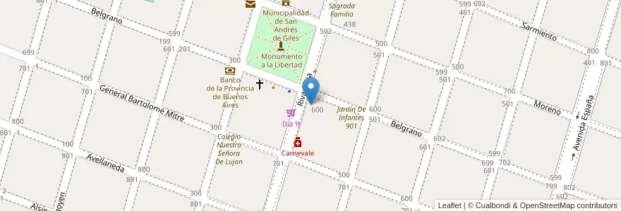 Mapa de ubicacion de Escuela De Educación Primaria 1 Jose Manuel Estrada en アルゼンチン, ブエノスアイレス州, Partido De San Andrés De Giles.