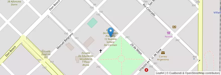 Mapa de ubicacion de Escuela De Educación Primaria 12 Nuestra Señora Del Carmen en Arjantin, Buenos Aires, Partido De Patagones, Villalonga.