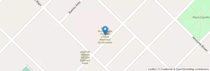 Mapa de ubicacion de Escuela De Educación Primaria 2 Paula Albarracin De Sarmiento en アルゼンチン, ブエノスアイレス州, Partido De San Cayetano, San Cayetano.