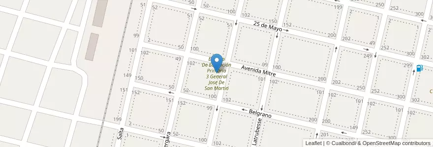 Mapa de ubicacion de Escuela De Educación Primaria 3 General Jose De San Martin en アルゼンチン, ブエノスアイレス州, Partido De Salto.