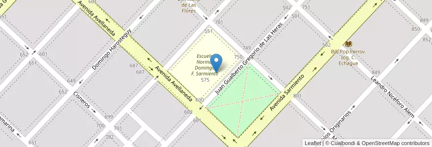Mapa de ubicacion de Escuela De Educación Primaria 43 Domingo Faustino Sarmiento en アルゼンチン, ブエノスアイレス州, Partido De Las Flores, Las Flores.