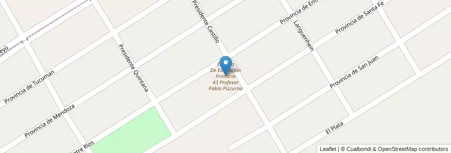 Mapa de ubicacion de Escuela De Educación Primaria 43 Profesor Pablo Pizzurno en Argentina, Provincia Di Buenos Aires, Partido De Almirante Brown, Glew.