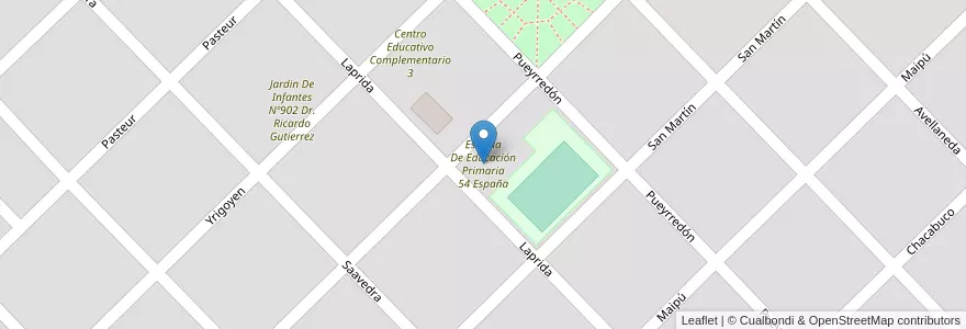 Mapa de ubicacion de Escuela De Educación Primaria 54 España en Arjantin, Buenos Aires, Partido De Bolívar, Urdampilleta.
