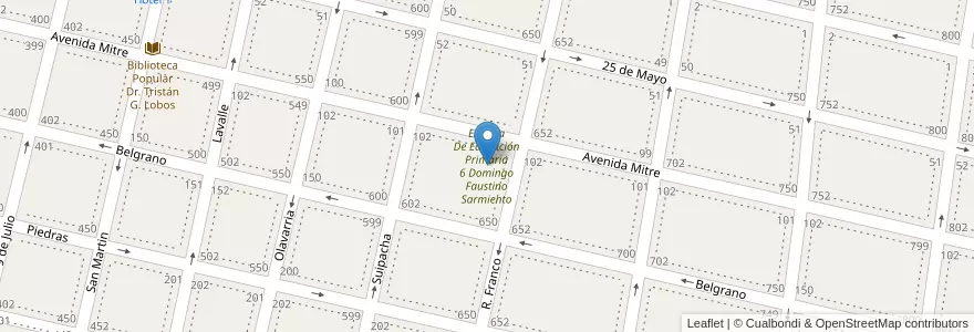 Mapa de ubicacion de Escuela De Educación Primaria 6 Domingo Faustino Sarmiento en アルゼンチン, ブエノスアイレス州, Partido De Salto.