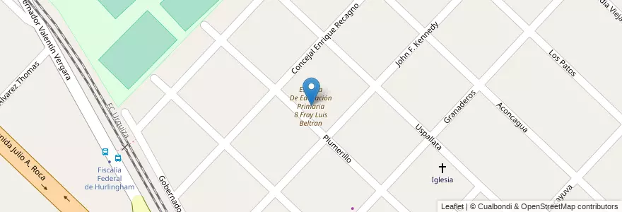Mapa de ubicacion de Escuela De Educación Primaria 8 Fray Luis Beltran en Argentina, Buenos Aires, Partido De Hurlingham, Hurlingham.