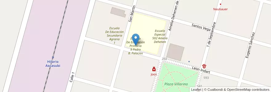 Mapa de ubicacion de Escuela De Educación Primaria 9 Pedro B. Palacios en 아르헨티나, 부에노스아이레스주, Partido De Villarino.