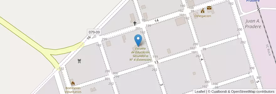 Mapa de ubicacion de Escuela de Educación Primaria N° 4 "J.Bautista Alberdi" en Argentina, Buenos Aires, Partido De Patagones, Juan A. Pradere.