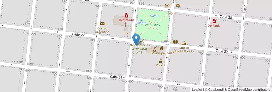 Mapa de ubicacion de Escuela De Educación Primaria Nº 1 General Julio Argentino Roca en آرژانتین, استان بوئنوس آیرس, Partido De Veinticinco De Mayo, Veinticinco De Mayo.
