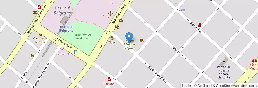 Mapa de ubicacion de Escuela De Educación Primaria Nº 1 Manuel Belgrano en Argentinië, Buenos Aires, Partido De General Belgrano, General Belgrano.