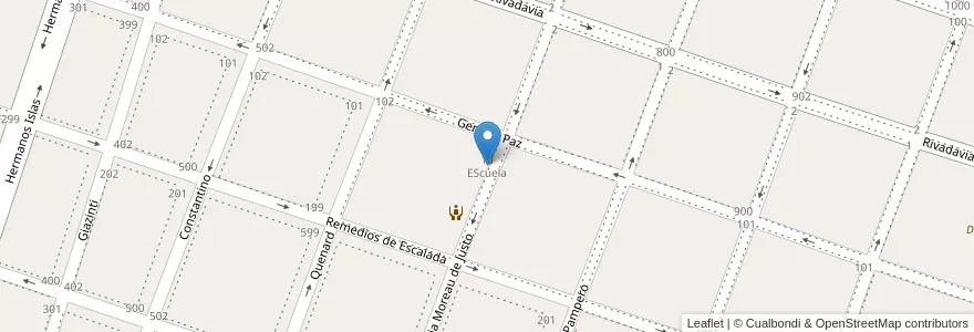 Mapa de ubicacion de Escuela De Educación Primaria Nº 10 Juan Montalvo en アルゼンチン, ブエノスアイレス州, Partido De Bragado, Bragado.