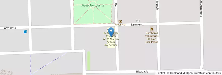 Mapa de ubicacion de Escuela De Educación Primaria Nº 16 Nuestra Señora Del Carmen en 阿根廷, 布宜诺斯艾利斯省, Partido De Pehuajó, Juan José Paso, Juan José Paso.