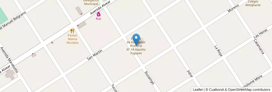 Mapa de ubicacion de Escuela De Educación Primaria Nº 18 Hipolito Yrigoyen en Argentine, Province De Buenos Aires, Partido De Tigre, Benavídez.