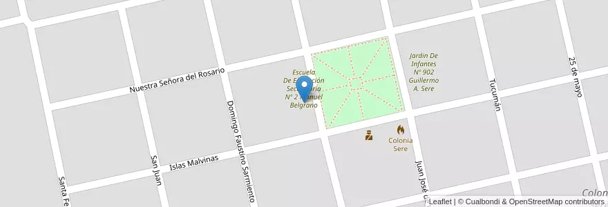 Mapa de ubicacion de Escuela De Educación Primaria Nº 2 Hipólito Yrigoyen en Argentina, Buenos Aires, Partido De Carlos Tejedor, Colonia Seré.