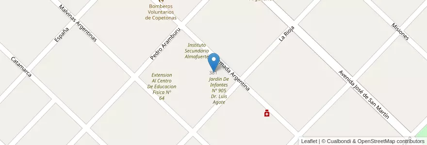 Mapa de ubicacion de Escuela De Educación Primaria Nº 25 Dr. Bernardo Alberto Houssay en Argentina, Provincia Di Buenos Aires, Partido De Tres Arroyos.
