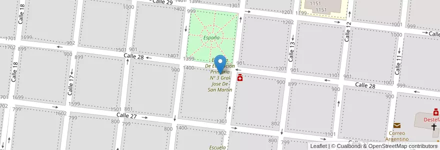 Mapa de ubicacion de Escuela De Educación Primaria Nº 3 Gral Jose De San Martin en アルゼンチン, ブエノスアイレス州, Partido De Veinticinco De Mayo, Veinticinco De Mayo.