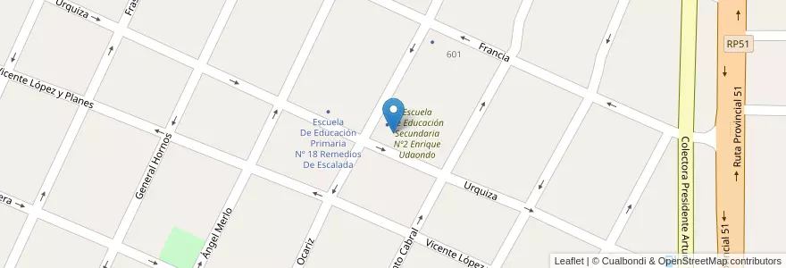 Mapa de ubicacion de Escuela De Educación Primaria Nº 33 Enrique Udaondo en الأرجنتين, بوينس آيرس, Partido De Arrecifes, Arrecifes.