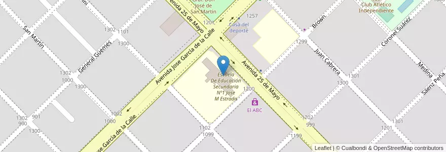 Mapa de ubicacion de Escuela De Educación Primaria Nº 40 Jose M. Estrada en 阿根廷, 布宜诺斯艾利斯省, Partido De Coronel Pringles, Coronel Pringles.