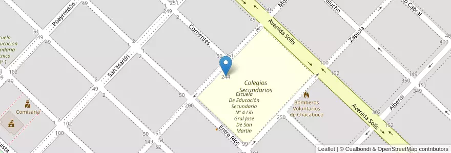 Mapa de ubicacion de Escuela De Educación Primaria Nº 49 Domingo Faustino Sarmiento en Arjantin, Buenos Aires, Partido De Chacabuco, Chacabuco.