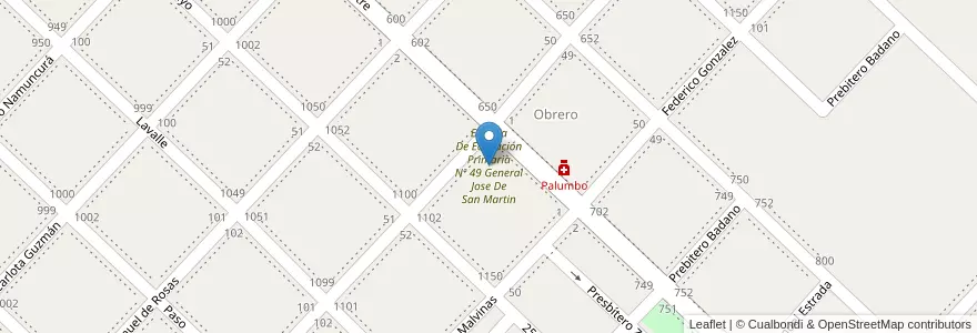 Mapa de ubicacion de Escuela De Educación Primaria Nº 49 General Jose De San Martin en 阿根廷, 布宜诺斯艾利斯省, Partido De Chivilcoy, Chivilcoy.