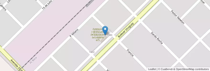 Mapa de ubicacion de Escuela de Educación Primaria Nº 6 Juan Bautista Alberdi en アルゼンチン, ブエノスアイレス州, Partido De Coronel Pringles, Coronel Pringles.