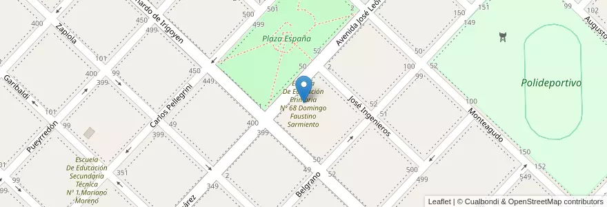 Mapa de ubicacion de Escuela De Educación Primaria Nº 68 Domingo Faustino Sarmiento en アルゼンチン, ブエノスアイレス州, Partido De Chivilcoy, Chivilcoy.