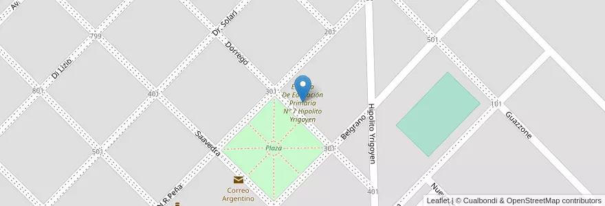 Mapa de ubicacion de Escuela De Educación Primaria Nº 7 Hipolito Yrigoyen en Arjantin, Buenos Aires, Partido De Trenque Lauquen, Cuartel Berutti, Beruti, Beruti.