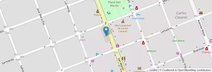 Mapa de ubicacion de Escuela De Educación Primaria Nº 8 Bernardino Rivadavia en Аргентина, Буэнос-Айрес, Partido De Carlos Casares, Carlos Casares.