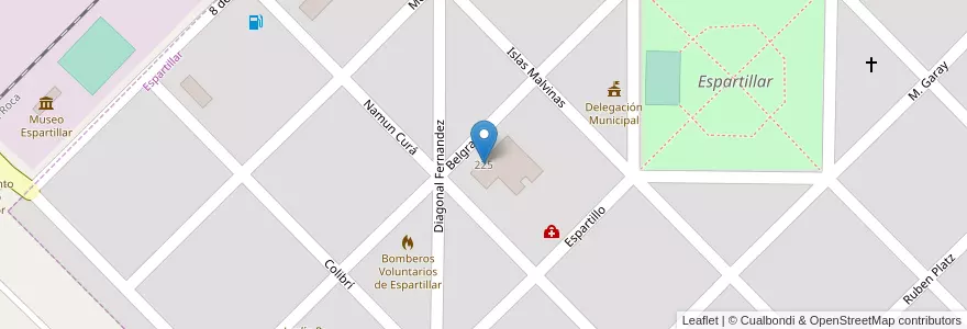 Mapa de ubicacion de Escuela De Educación Primaria Nº 8 "Hipólito Irigoyen" en Arjantin, Buenos Aires, Partido De Saavedra, Espartillar.