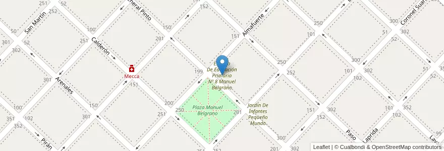 Mapa de ubicacion de Escuela De Educación Primaria Nº 8 Manuel Belgrano en Argentina, Provincia Di Buenos Aires, Partido De Chivilcoy, Chivilcoy.