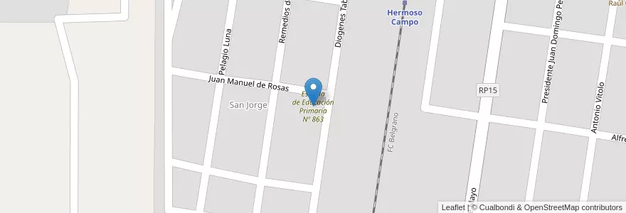 Mapa de ubicacion de Escuela de Educación Primaria Nº 863 en Arjantin, Chaco, Departamento Dos De Abril, Municipio De Hermoso Campo, Hermoso Campo.