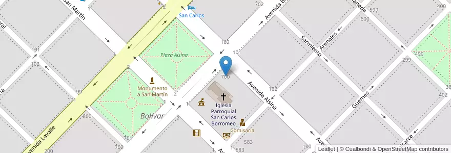 Mapa de ubicacion de Escuela De Educación Primaria Nº1 Domingo Faustino Sarmiento en Argentina, Buenos Aires, Partido De Bolívar, Bolívar.