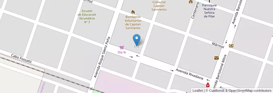 Mapa de ubicacion de Escuela De Educación Primaria Nº5 Bernardino Rivadavia en 阿根廷, 布宜诺斯艾利斯省, Partido De Capitán Sarmiento, Capitán Sarmiento.